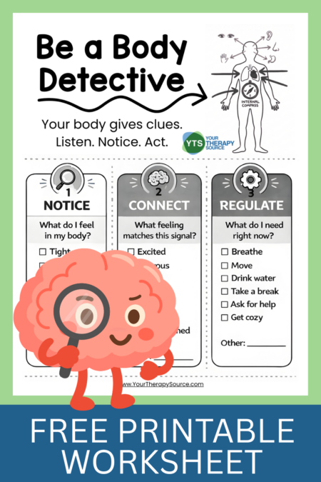 Be a Body Detective Interoception Worksheet - Free - Your Therapy Source