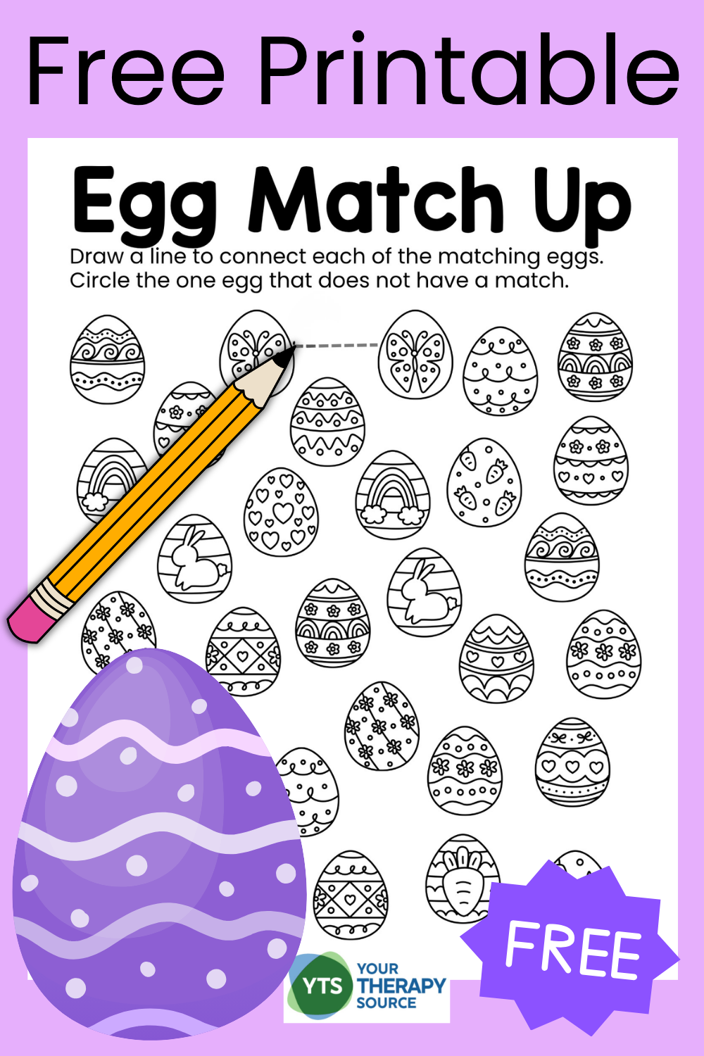 Free Egg Printable Match-Up - Your Therapy Source