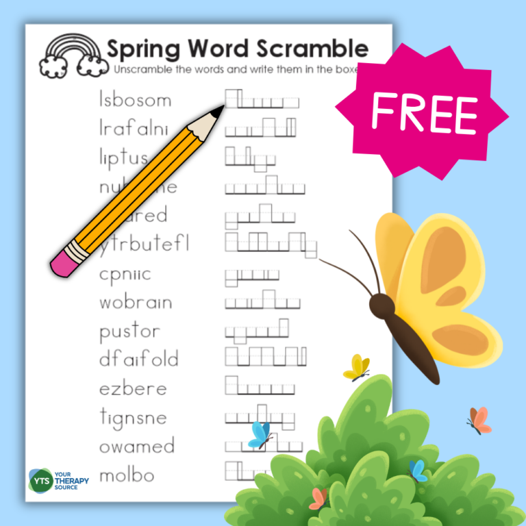 Free Printable Spring Word Scramble - Your Therapy Source