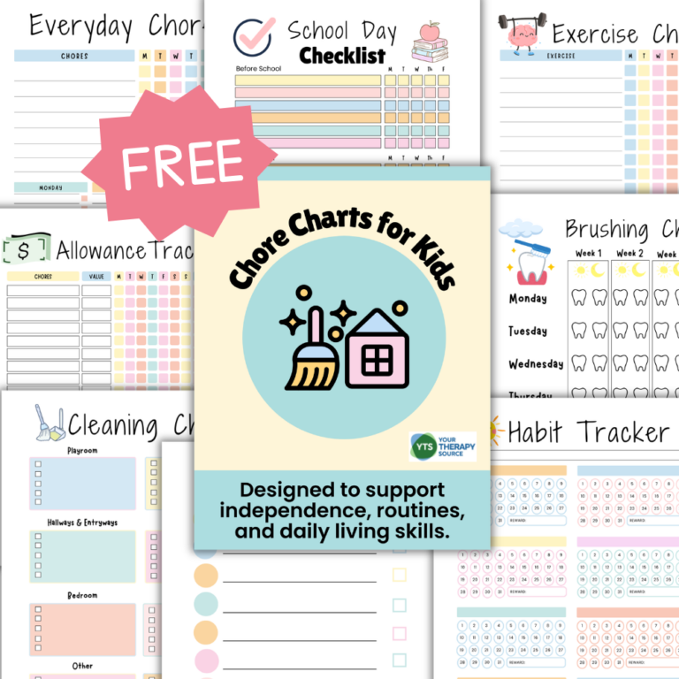 Chore Charts for Kids Free Printable PDF - Your Therapy Source